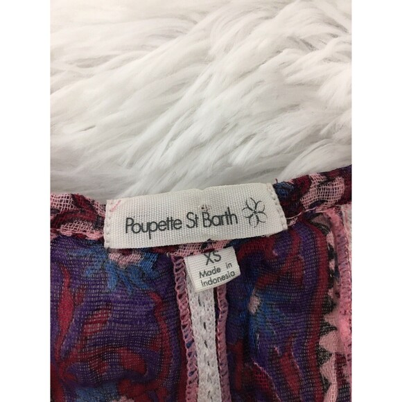 Poupette St. Barth Mini Dress Honey  Bohemian Pink Lotus Flower Print Size XS - Picture 5 of 12